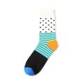 Design à points rayés mignon coton mode coloré femme drôle femme personnalisée en gros chaussettes heureuses